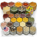 Magnetic Spice Jars Combo Pack 29 Pack (9 Large 4 oz + 20 Small 2 oz) Refrigerator Hexagon Glass Spice Jar Magnetic Lid Shaker Spice Labels Magnetic Glass Spice Container for RV Kitchen Fridge Cabinet