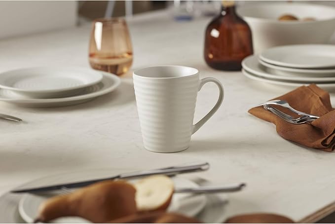 Oneida White Ridge Piece Dinnerware Set, 12 Count, First Apartment, Back To College