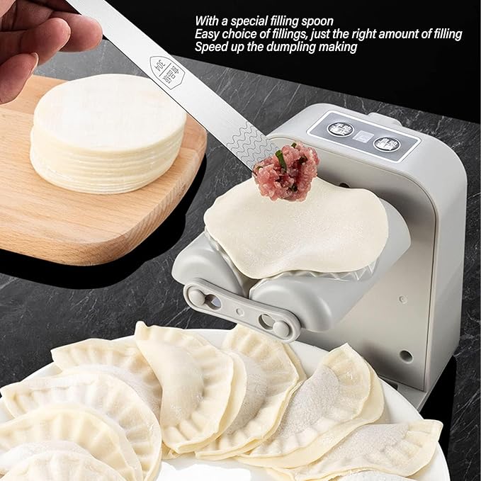 Electric Dumpling Maker Machine, Household Automatic Dumpling Maker with Filling Spoon Brush Forming in One Second Two Modes Dumpling Making Tool Kitchen Gadgets