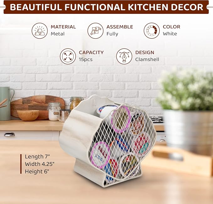 Made Easy Kit Coffee Pod Basket Organizer Useful Decor - Compatible with Keurig K-Cup Pods - Home Coffee Bar Functional Decoration - Café Station Countertop Freestanding Storage Sea (Clam Shell)