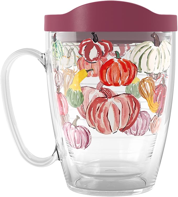 Tervis Sara Berrenson Fall Pumpkin Pattern Made in USA Double Walled Insulated Tumbler Cup Keeps Drinks Cold & Hot, 16oz Mug, Classic