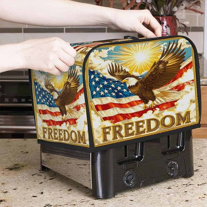 Flag Eagle Usa 4 Slice Toaster Cover Dust And Fingerprint Bread Maker Cover Bakeware Protector Washable Appliance Covers Kitchen Accessories For Home Kitchen Women Gift