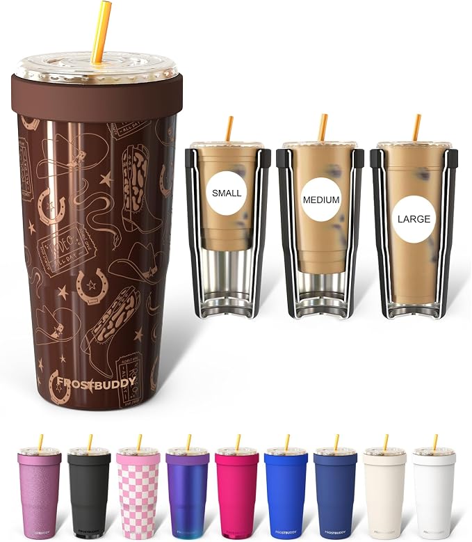 Frost Buddy Togo Buddy 30 oz Stainless Steel Vacuum Insulated Tumbler To Go Coffee Cup – Iced Coffee Cups, Iced Coffee Sleeve, Travel Mug, Thermal Cup for Hot & Cold Drinks, Dunkin Cup (Giddy Up)