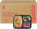 GUSTO [24 oz - Case of 150 3-Compartment Meal Prep Containers with Lids – Reusable, Microwaveable, Dishwasher & Freezer Safe, BPA-Free Food Storage Boxes for Portion Control (Formerly Comfy Package)