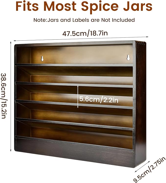 Bamboo Tiered Spice Rack Organizer for Cabinet,Wooden Seasoning Rack for Countertop, Cupboard, Pantry, Kitchen (Spice Jars Not Included)