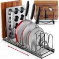 Better Things Home 7.5” Wide 12-Slot Adjustable Large Pan and Pot Lid Organizer with Scratch-Free Pads, Expandable Pot Lid Holder Rack for Cabinet, Pots and Pans Organizer Inside Cabinet
