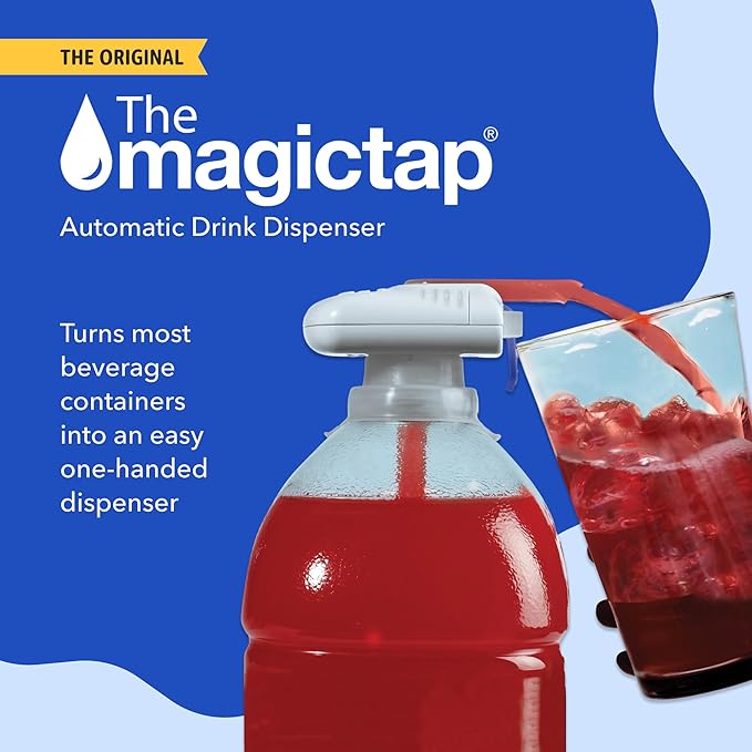 Magic Tap Automatic Drink Dispenser for Fridge, White (1 Pack), No Spill Milk Dispenser for Fridge, Automatic Milk Dispenser Pump for Gallon Jugs, Water & Juice, Fits Most Bottles, Batteries Required