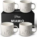 MIAMIO – Spring Cup Set / 4 × 15 oz ceramic coffee cups in pastel colors/large coffee and tea cups in a modern design – gift for women/men for Easter and spring – Prim Collection (White)
