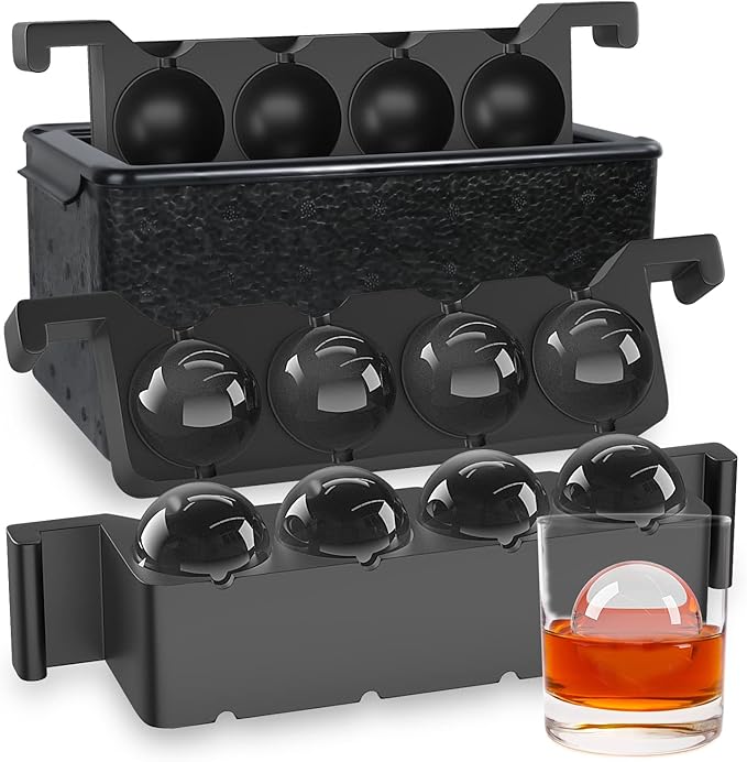 TINANA Clear Ice Ball Maker, Crystal Clear Ice Sphere Maker prepare 8 Large Round Ice Balls, 2 Inch Ice Cubes for Cocktail, Whiskey & Bourbon Drinks, Gifts for Men