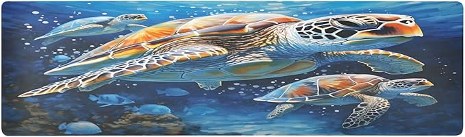 ALAZA Sea Turtle Trivet Table Runner 40 Inches Long Trivet for Hot Pots and Pans/Hot Dishes,Table Protector Heat Up to 230F, Decorative Hot Plates Mat for Kitchen Countertop