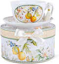 STP GOODS Bone China Tea/Coffee Cup and Saucer in Gift Box Fine Bone China Coffee Cup with Saucer Tea Cup Set of One (Lemon)