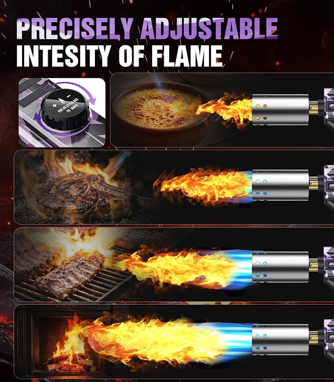 Powerful Propane Torch Gun, Kitchen cooking Torch lighter with Adjustable Flame, Flame Thrower Gun Butane Torch for Searing Steak, BBQ, Campfire, Fireplace (Tank Not Included)(Graffiti)