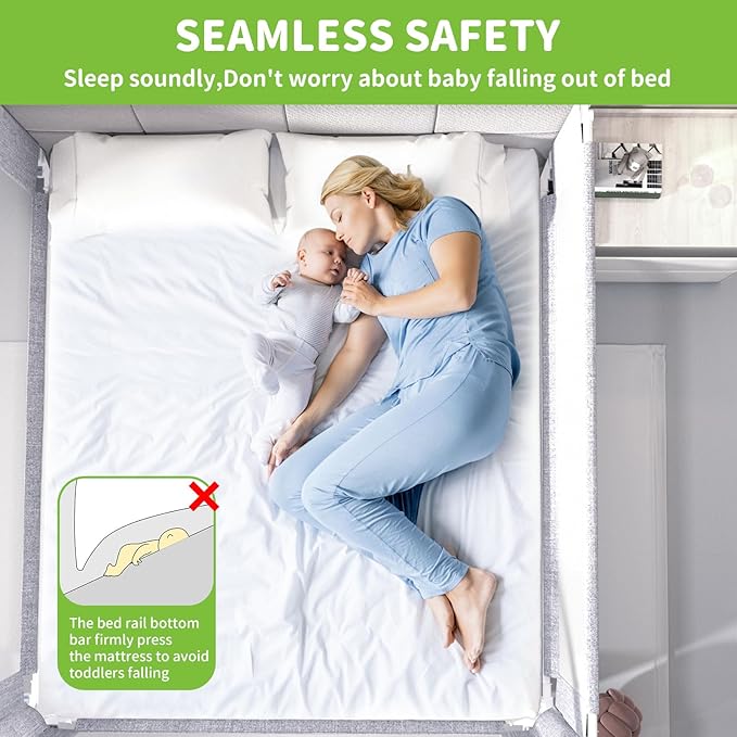 3-Piece Queen Size Bed Rail for Toddlers - Adjustable Baby Bed Rail Guard, Kids Safety Bed Rail for Queen Size Bed (78.7"x78.7"x60"-Grey)