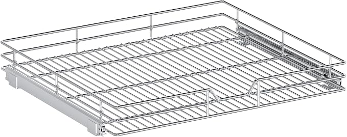 Pull Out Cabinet Organizer, 25.5" W x 21.5" D, Heavy Duty Chrome Slide Out Shelf for Wide Base Cabinets, Sliding Wire Basket Drawer for Pots, Pans, Appliances & Pantry Storage
