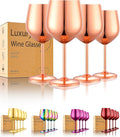 UNISWEET Stainless Steel Wine Glasses Set of 4 Unbreakable Wine Glass 18 oz Unique Metal Wine Goblets for Outdoor, Travel, Camping, Pool, Ideal Gift for Wine Lovers (Mirror-Rose Gold)