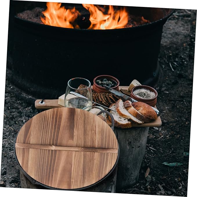 1Pc Wooden Pot Lid for Household Use Cooking Pot Cover for Kitchen Splicing Design for Enhanced Protection for Frying Pans and Cooking Pots