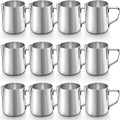 Honeydak 12 Pcs Milk Frothing Pitcher 304 Stainless Steel Steaming Pitchers for Coffee Bar Cappuccino Barista Tools Milk Jug Steamer Frother Cup (7 oz,Silver)