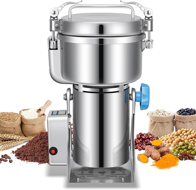 LEEVOT Electric Grain Grinder Mill, 1000g High-Speed Spice & Herb Grinder, Commercial Powder Machine for Dry Cereals, Grain, Coffee, Corn, Beans – CE Approved