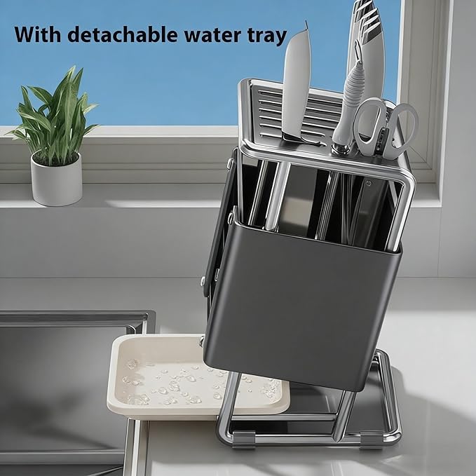 Universal knife rack - Stainless steel kitchen knife rack, suitable for storing kitchen knives, a kitchen storage wonder that is easy to clean. (Grey1)