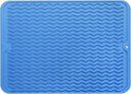 MicoYang Silicone Dish Drying Mat for Multiple Usage,Easy clean,Eco-friendly,Heat-resistant Silicone Mat for Kitchen Counter or Sink,Refrigerator or drawer liner Lichen BlueL L 16 inches x 12 inches