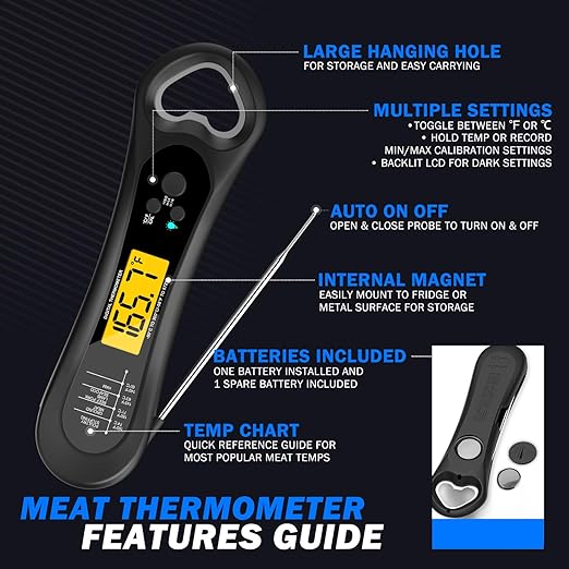 Meat Thermometer with Dual Probes - Advanced Bluetooth Cooking Thermometer for Perfect Grilling, Smoking, Oven Roasting & Air Frying, Long Range Monitoring & Smart Alerts