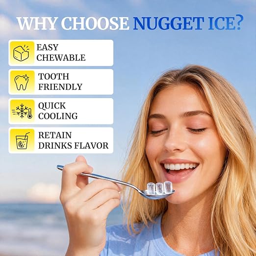 INOVIVA Ice Makers Countertop, Nugget Ice Ready in 6 Mins,26.5LBS/Day, FLASHCHILL™, Self-Cleaning Ice Machine, Compact Portable Design for Home, Kitchen, Office & Party