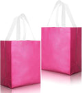 Eccliy Reusable Gift Bags Set Glossy Grocery Gift Tote Bag with Handle for Wedding, Bridal Shower, 4th of July, Summer Event(10 x 8 x 4.7 Inch,Hot Pink,80 Pcs)
