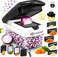 Compact Premium Vegetable Chopper, Mandoline Slicer, Veggie Chopper Food Chopper Container, Vegetable Cutter, Onion Salad Vegetable Chopper, Fruit Slicer, Shredding (Black & White)