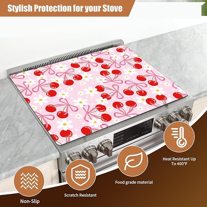 Decorative Electric Stove Top Covers, Heat Resistant Silicone Stove Cover Mat, Stove Top Protectors for Electric Flat Glass Stoves, Adds Extra Counter Space for Small Kitchens and Apartments