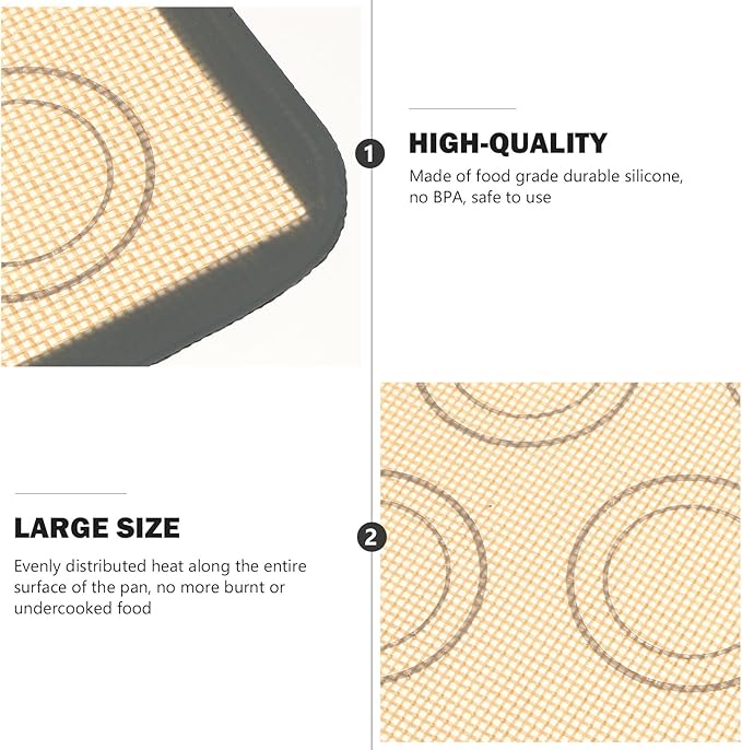 DECHOUS 3 Pcs Silicone Baking Mats 42x29.5cm High Temperature Resistant Fiberglass Nonstick Bake Liners for Oven Pastry Bread Cake Baking Pads with Rounded Coffee Bottom Edges