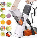 Jonscook All-in-1 Update Safe Mandoline Slicer for Kitchen, Food Chopper with Container, Thickness Adjustable Vegetable Chopper, Potato French Fry Cutter Tomato Apple Slicer Onion (BlackWhite)