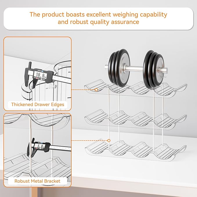 Yieach 2 Tier Water Bottle Holder for Cabinet,Acrylic Wine Rack and Stackable Water Bottle Organizer for Pantry - Waterbottle Organizer for 40 oz Stanley Cup Holder and Other Tumbler Organizers