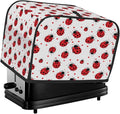 2 Slice Toaster Cover,Red Ladybug On White Small Kitchen Appliance Bread Machine Cover with Pockets,Dust & Fingerprint Protection