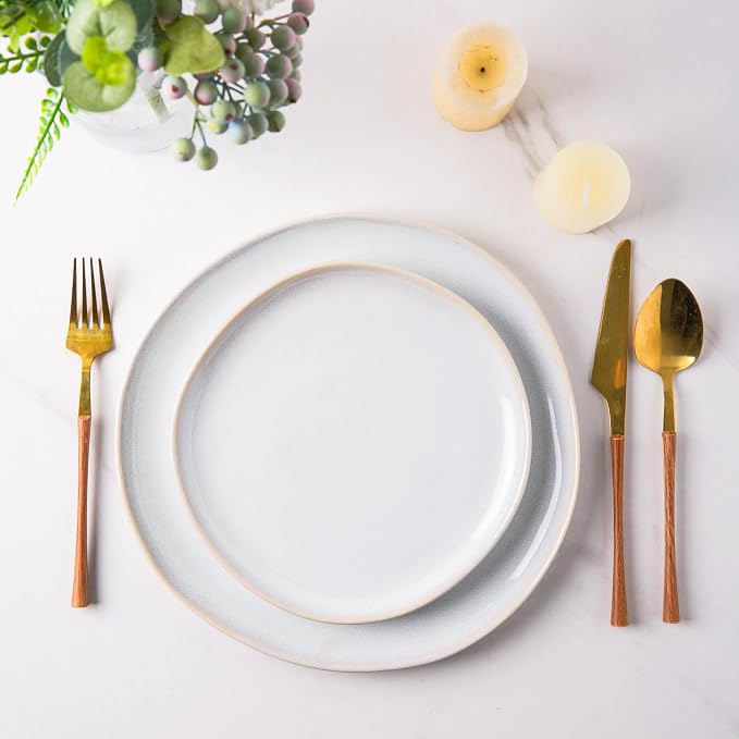 AmorArc Ceramic Dinnerware Sets,Handmade Reactive Glaze Stoneware Plates and Bowls Sets,Highly Scratch Resistant | Dishwasher & Microwave Safe Dishes Set,Service for 4 (12pc)
