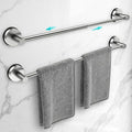 Adjustable Suction Cup Towel Bar for Bathroom Wall,17 Inch~29 Inch Towel Racks for Bathroom,Stainless Steel Bath Towel Holder for Shower,2 Pack(Brushed Silver)