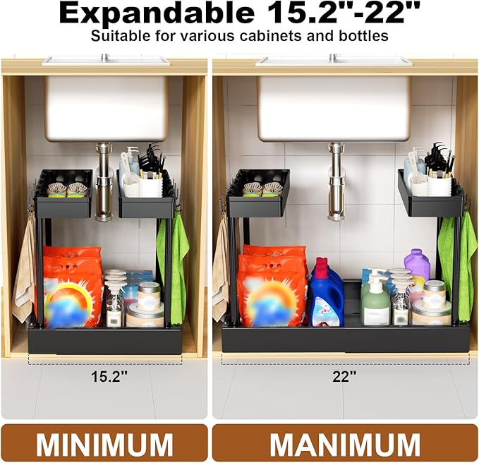 Expandable Under Sink Organizers + Dish Drying Rack