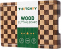 THETCHRY Cutting Boards for Kitchen, Checkered Cutting Board End Grain, Acacia Wooden Chopping Board with Juice Groove & Handle, Serving Tray for Meat, Bread & Fruit, 14"L x 11"W x 0.8"Th