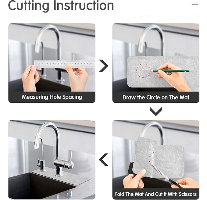 Kitchen Sink Splash Guard 2 PCS 30 Inch Sink Faucet Mat Splash Guard for Bathroom Countertop Water Absorbent Foldable Cuttable Soft Washable Grey