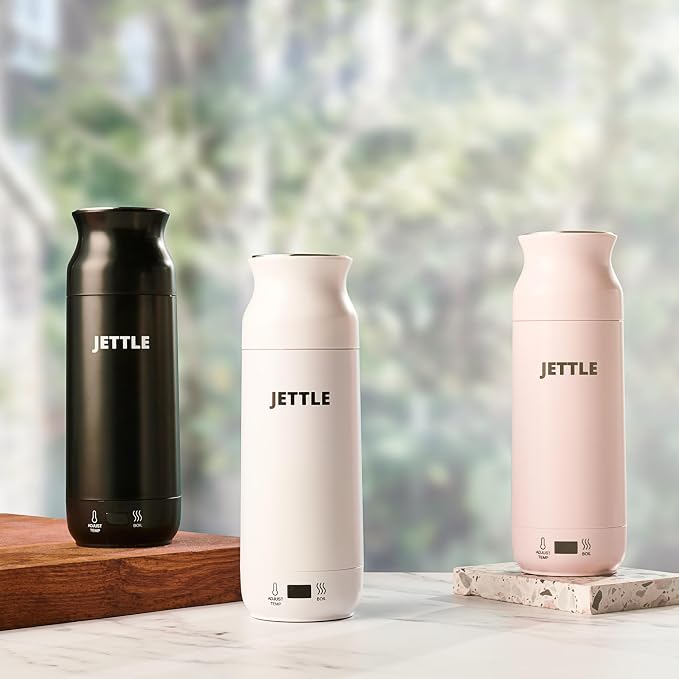 Jettle Electric Kettle - Travel Portable Heater for Coffee Tea Milk Soup - Stainless Steel Travel Water Boiler tea pot with Temperature Control - LED - Automatic Power Off - 450ml - Kitchen Appliance