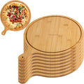6 Pack Pizza Board Set – Premium Wooden Pizza Plates for Serving & Cutting, Round Bamboo Pizza Plate with Handle, Durable & Lightweight for Home & Restaurant (Up to 13 Inches),6inch