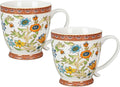 STP GOODS Porcelain Mug 13.5 fl. oz. - Set of 2 in Gift Box Coffee Cup, Gift for Women and Men (Fleurs des Prairies)