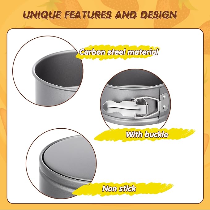 Sunnyray 12 Pcs 4 Inch Springform Pan for Baking Mini Cheesecake Pans with Removable Bottom Nonstick Leakproof Round Cake Mold Spring Form Molds for Mini Cheesecake Pizza and Quiches (Grey)