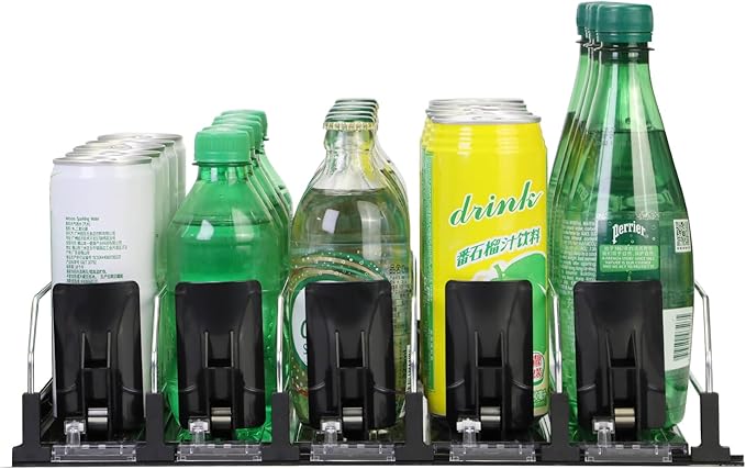 Upgraded Drink Organizer for Fridge，Soda Can Dispenser for Refrigerator，Automatic Self-Pushing Drink Pusher，Space-Saving Fridge Storage，Holds up to 30-35 Cans, 6 Row