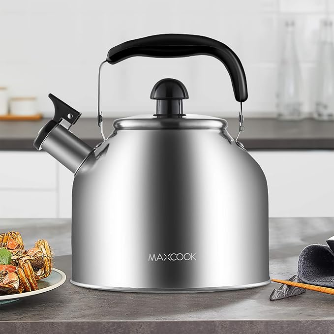 4.2 Quart/4L Stainless Steel Whistling Tea Kettle,Brushed Satin, Suitable to Boiling Water & Tea on Induction Stove, Gas Stove Top Teapot