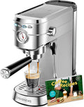 CASABREWS CM5418 Espresso Machine 20 Bar, Compact Espresso Maker with Steam Milk Frother, Stainless Steel Coffee Machine with 34oz Removable Water Tank for Cappuccino, Small Latte Machine, Silver
