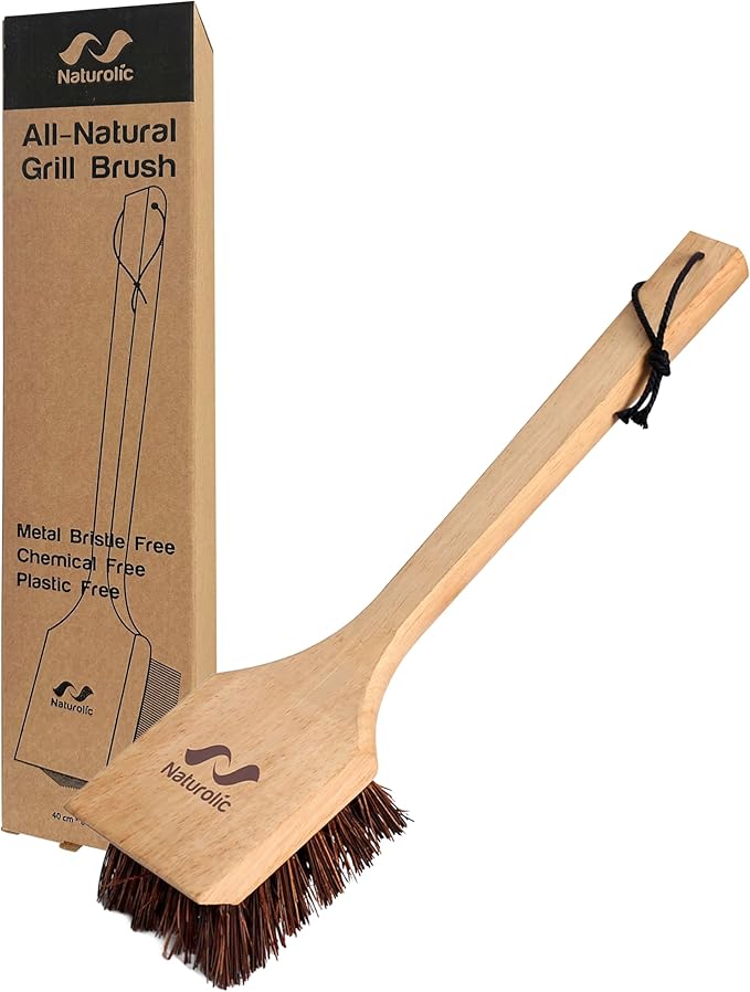 All-Natural Wooden Grill Brush and Grill Cleaner | Works as Scraper Tool for Tough Grill Residue | Bristle-Free Grill Brush for Outdoor Grill | Safe Grill Rescue Brush and BBQ Cleaner