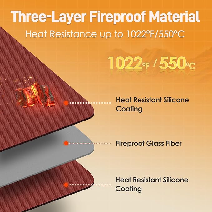 Heat Resistant Mat for Air Fryer, 12 x 14in Heat Resistant Mat for Countertop, Fireproof Silicone Countertop Protector Appliance Slider Hot pod for Air Fryer, Coffee Maker, Toaster, Oven (Red)