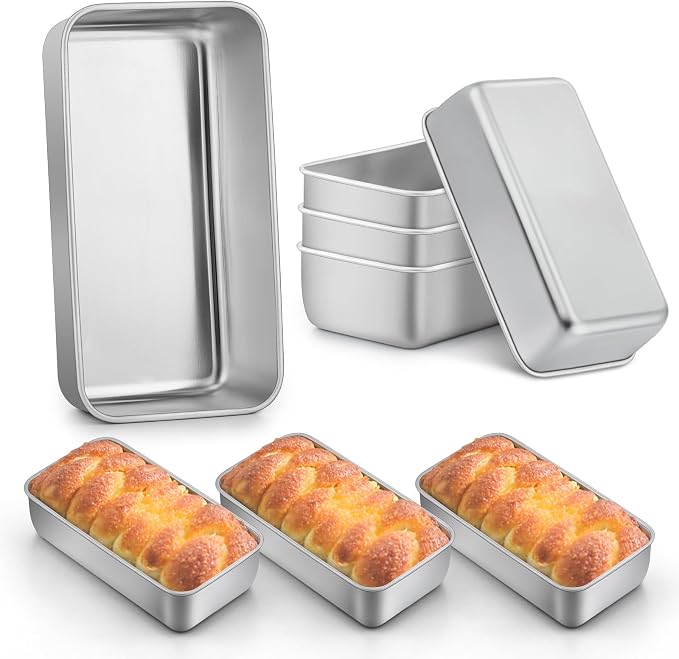 LIANYU Loaf Pans 9x5 Inch, 8 Pack Bread Pans for Baking, Stainless Steel Baking Pans, Loaf Tins for Homemade Bread Brownies and Pound Cakes, Dishwasher Safe
