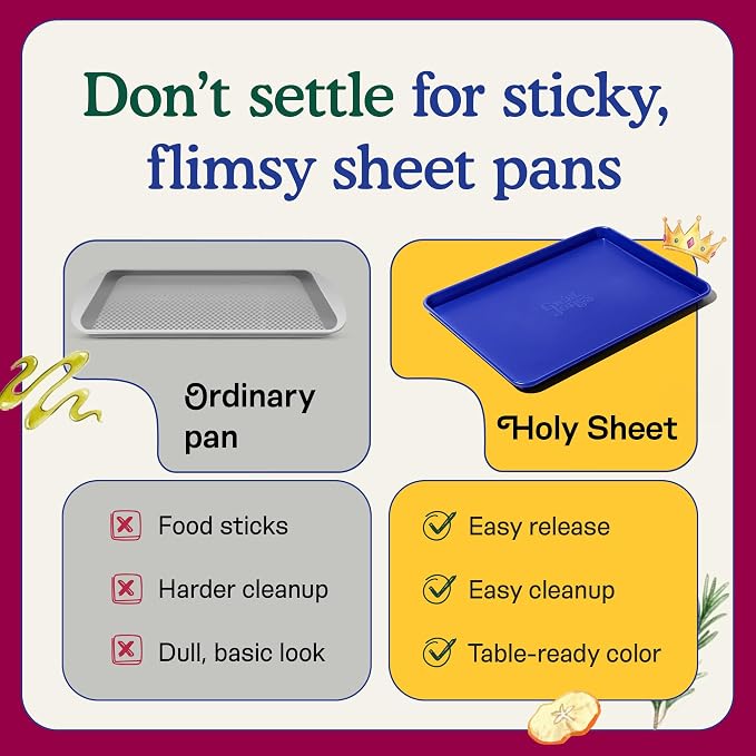 Great Jones Holy Sheet Pan (Blueberry) | Nonstick, Half-Sheet Pan | Aluminized Steel, 18.5" x 13.5" | for Baking, Roasting, & Broiling | Premium Bakeware with Even Heat Distribution | Dishwasher-Safe