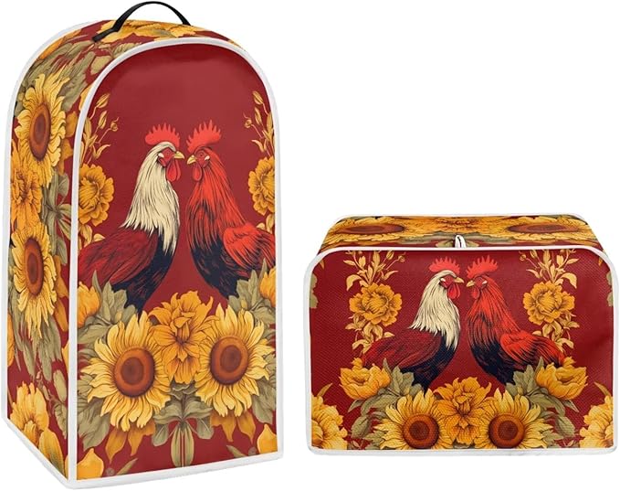 Rooster Blender Dust Cover Bread Maker Toaster Cover Sunflower Kitchen Accessories Small Appliance Cover Dustproof Size S